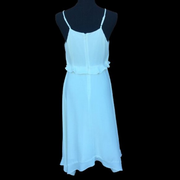 Halston Dress Womens Sz 10 Off White Handkerchief Hem Fairy Girly Beach Wedding - Picture 2 of 12
